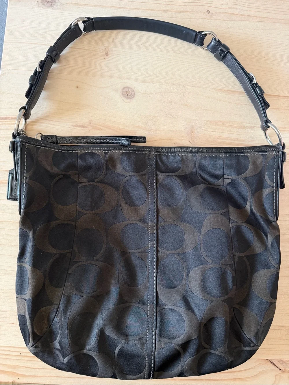 Vintage Y2K Coach Carley Soho Signature Monogram Hobo Shoulder Bag - Black